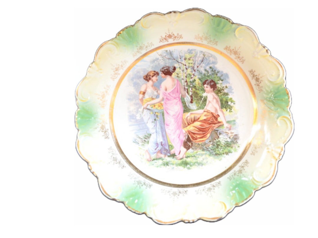 Dresden Porcelain Scenic Plate Allegorical Mythology Image Maidens