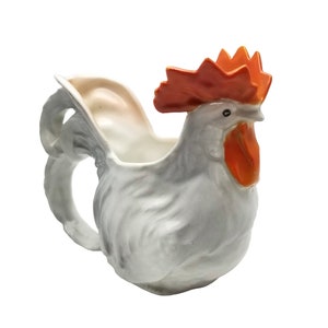 Royal Bayreuth Figural White & Grey Rooster Pitcher