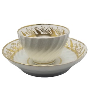 Worcester Tea Bowl Saucer 18th C Flight Mark English Porcelain Georgian Teacup Saucer