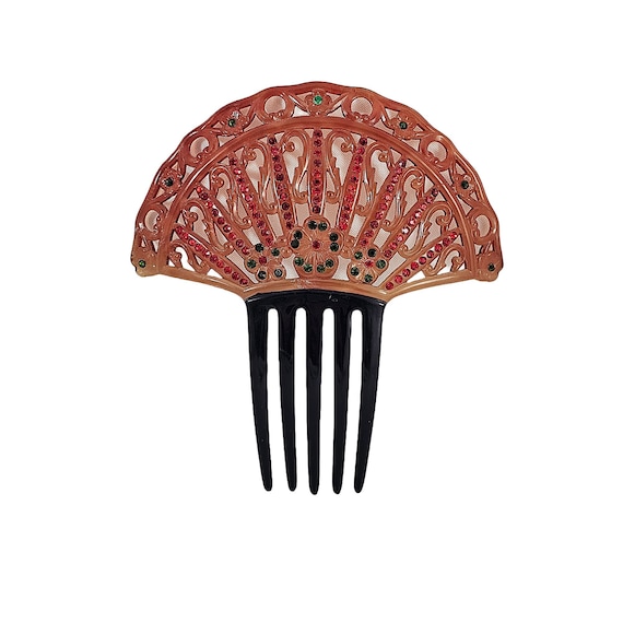 Antique Art Deco Celluloid Carved Hair Comb Fashi… - image 1