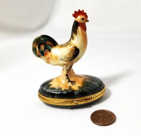 Limoges Rochard Rooster Trinket Box Hand Painted … - image 7