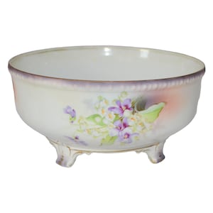 RS Prussia Footed Bowl Mold 436 Purple Violets Baby Breath Matte Finish