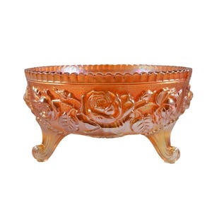 Vintage Antique Imperial Carnival Glass Marigold Lustre Rose Footed Bowl