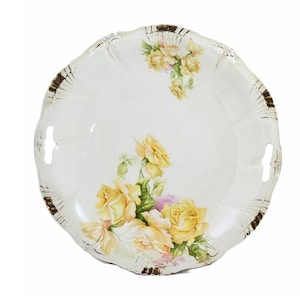 Royal Bayreuth Porcelain Cake Plate Yellow Rose Decoration