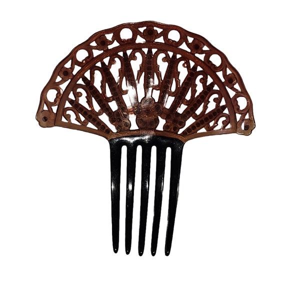 Antique Art Deco Celluloid Carved Hair Comb Fashi… - image 7