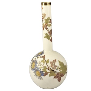 Royal Worcester Porcelain Bud Vase Rare Hand Painted Blue Flowers Gold Trimmed