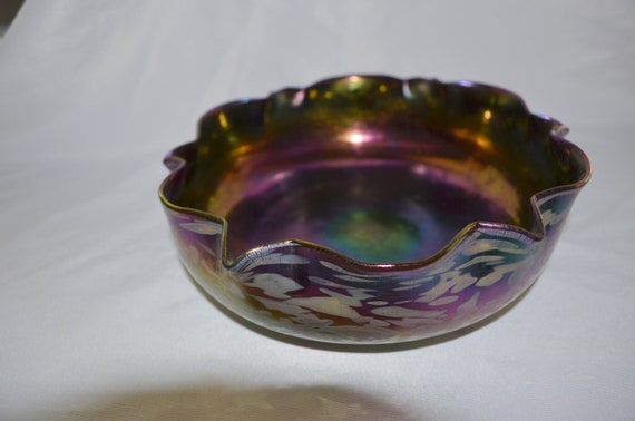 Antique Loetz Candia Silberiris Vase Bowl 1900 Bohemian Art Nouveau Jugendstil