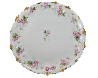 Limoges 12" French Porcelain Charger Pink Rose Decor