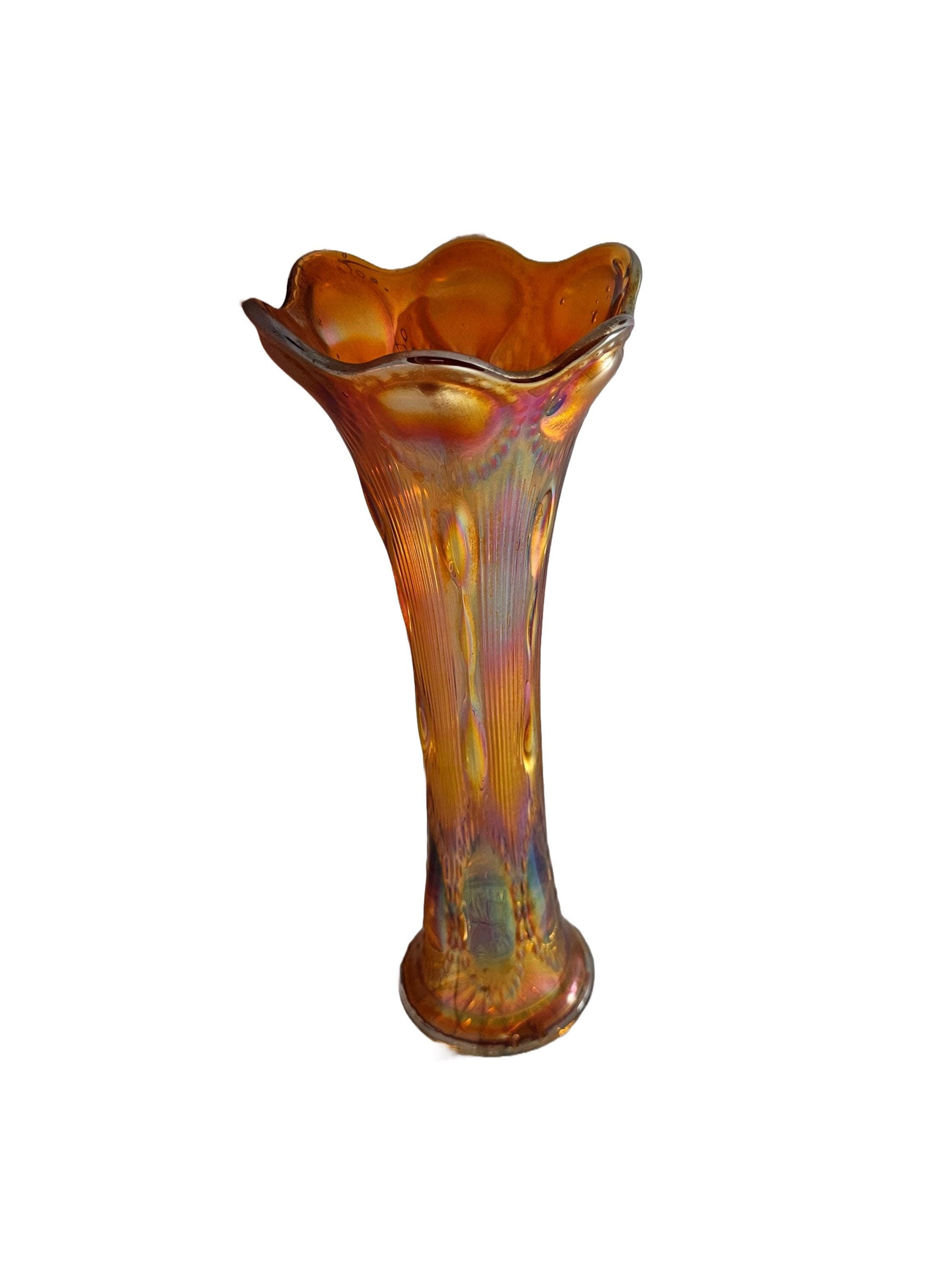 Antique Imperial Glass Beaded Bullseye Marigold Carnival Glass