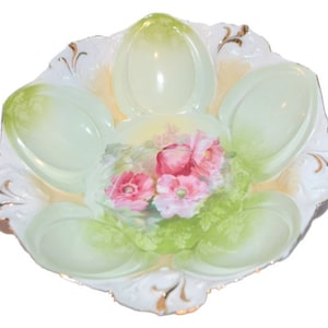 RS Prussia Bowl Mold 78 Scroll Dome Pink Flower Center