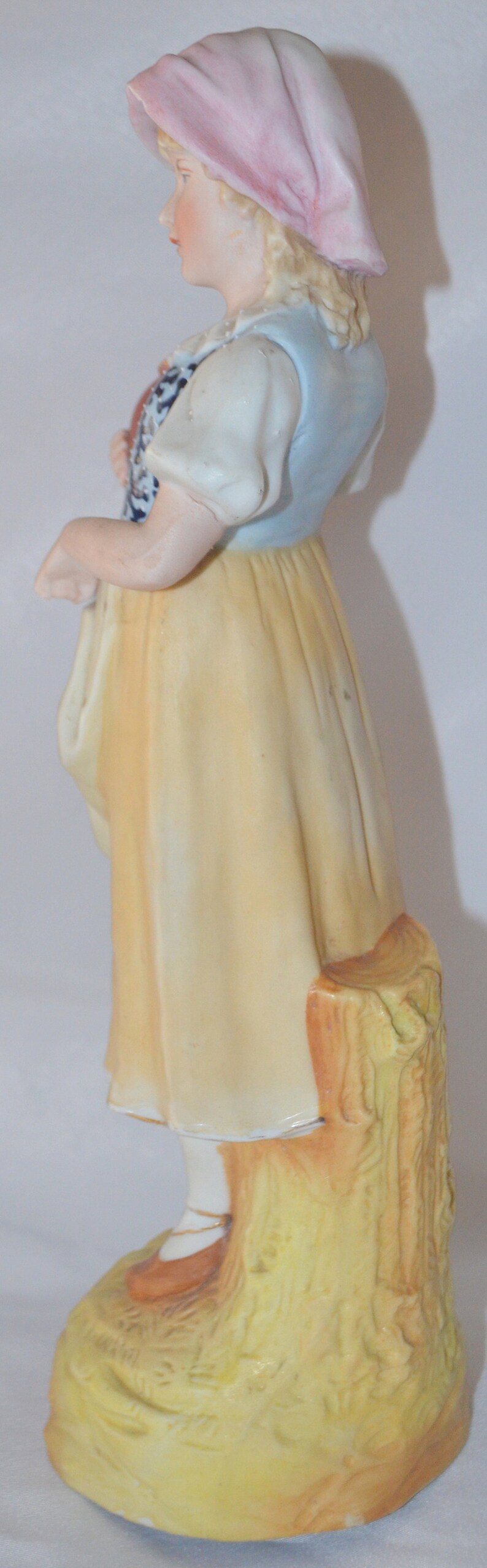 Heubach Bisque Statue Peasant Woman Holding Jug Etsy