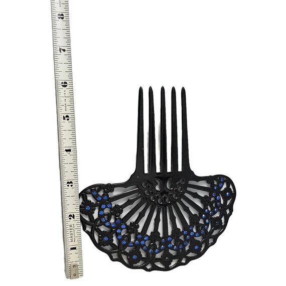 Art Deco Black Celluloid Spanish Hair Comb With Sapphire  display picture 1