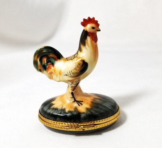 Limoges Rochard Rooster Trinket Box Hand Painted … - image 3