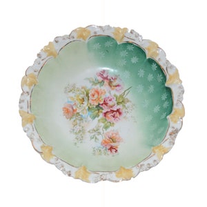 RS Prussia Porcelain Bowl RSP German Porcelain Leaf Mold 7 Floral Decor