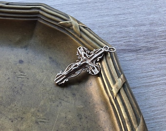 Vintage Orthodox Openwork Sterling Silver Cross Crucifix  Christian Religious Jewelry