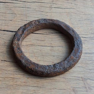 Antique Rusty Iron Ring 1930s Metal Detector Find Primitive Blacksmith Hoop Vintage Industrial Salvage Original patina