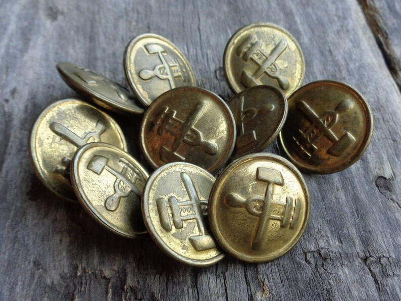 Set of 10 Soviet Army Military Uniform Buttons Military Topographic Service Made in USSR 1950-70