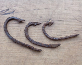 Ancient fishing hooks Kievan Rus X century Viking Age Original Rusty patina Rare Authentic Artifacts Unique Fragments of History