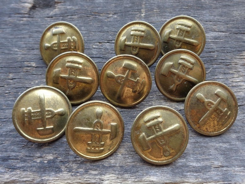 Set of 10 Soviet Army Military Uniform Buttons Military Topographic Service Made in USSR 1950-70