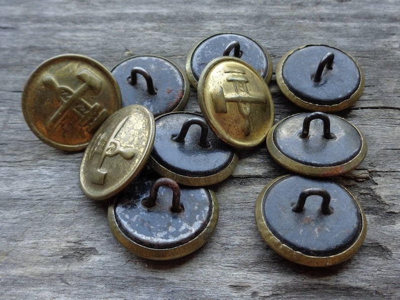 Set of 10 Soviet Army Military Uniform Buttons Military Topographic Service Made in USSR 1950-70
