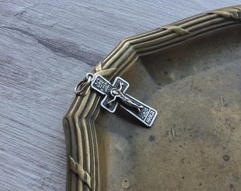 Beautiful Vintage Orthodox Crucifix King of Glory Words of prayer Psalm 68 of David Christian Silver Jewelry Religious Symbol INRI ICXC Nika