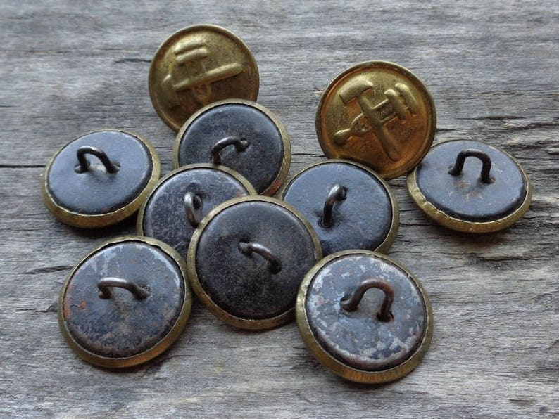 Set of 10 Soviet Army Military Uniform Buttons Military Topographic Service Made in USSR 1950-70