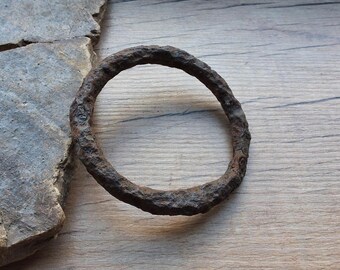 Ancient rusty iron ring 19-20th century Home/farmhouse/barn decor  Original patina