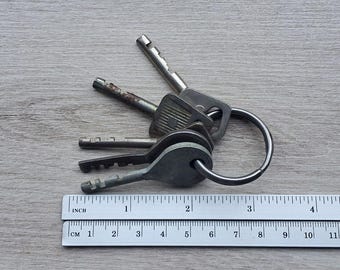 Set of 5 Vintage metal skeleton keys Made in USSR  Soviet collectibles Steampunk Craft projects Furniture supply Housewares