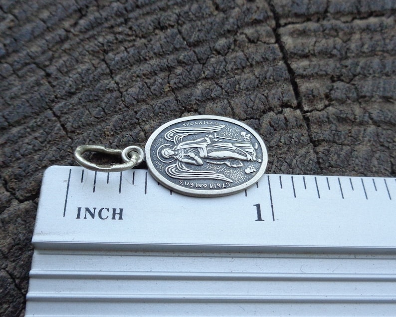 Vintage Orthodox Sterling Silver small medallion Guardian Angel Words of prayer Matthew 9:29 Religious jewelry Sterling Silver R1-