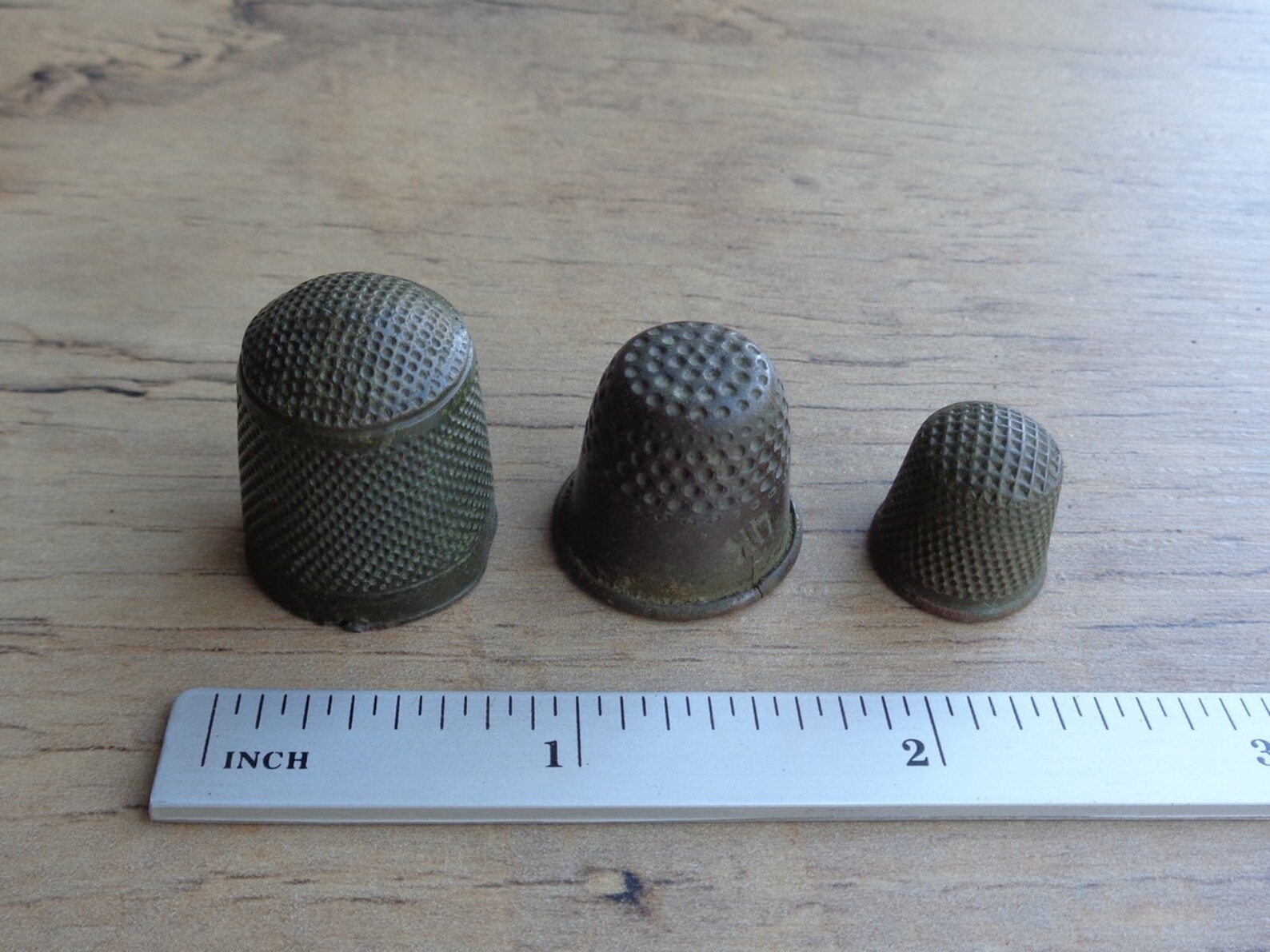 Set of 3 Antique Brass/bronze Thimble 19th Century Original Etsy