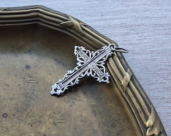 Vintage Orthodox Openwork Sterling Silver Cross Crucifix Words of prayer "Save and Protect" Religious Symbol Christian Religious Jewelry