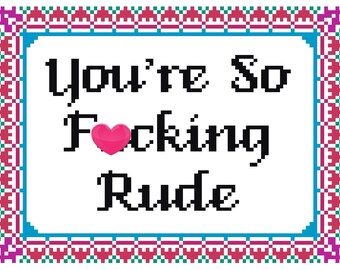 PATTERN: Cross Stitch "You're So F*cking Rude" PATTERN *PDF* File *mature*