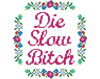 PATTERN: Cross Stitch "Die Slow Bitch" PATTERN *PDF* File