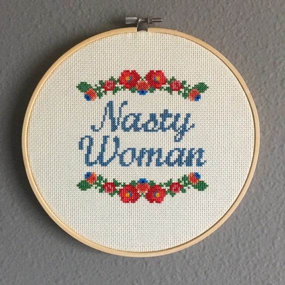 "Nasty Woman" Embroidered Adjustable Cap - Black, Low Profile, 100% Cotton Washed Twill - View #6