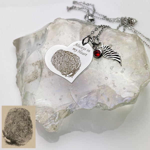 Necklace for Her, Custom Actual Fingerprint Necklace, Delicate Personalized Fingerprint Necklace For Her, Infant loss