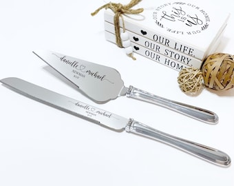 Cake Cutting Set, Engraved Wedding Cake Server Set, Personalized Wedding Cake Cutter, Personalized Cake Cutter, Bridal Shower Gift