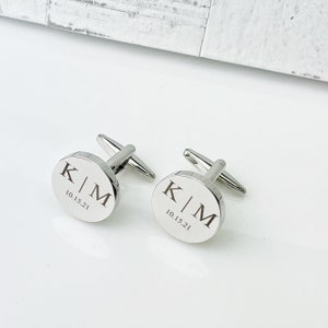 Personalized Cuff Links Groomsmen CuffLinks Wedding Gifts Custom Cufflinks for Him Round Cufflinks Anniversary Gift image 4