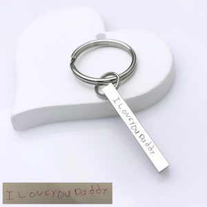 Bar keychain - Engraved Keepsake - Handwriting Jewelry - Gifts for Her - Customize Jewelry - Handwritten keychain - Fathers Day Gift