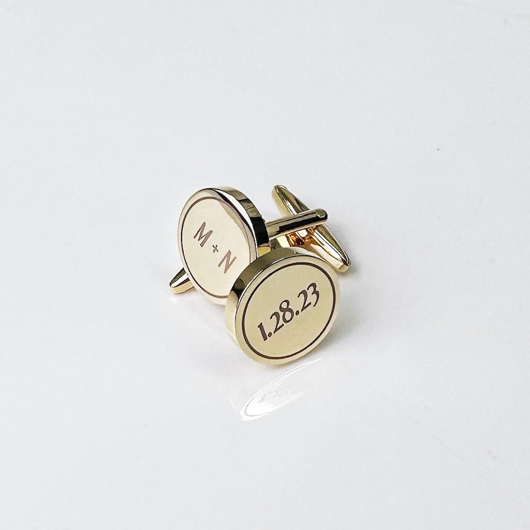 Personalized Wedding Cufflinks, Groom Wedding Cufflinks, Date and