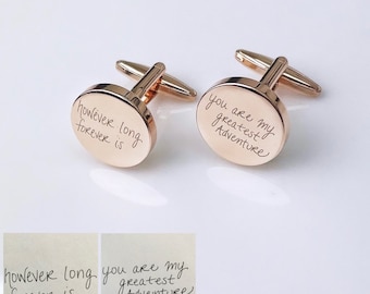 Rose Gold Cuff Links | Handwriting CuffLinks | Wedding Gift for Husband | Custom Cufflinks for Him