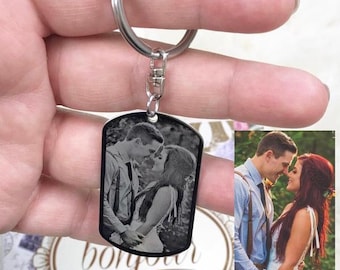 Personalized Photo Keychain: Stainless Steel Engraved Picture Keychain
