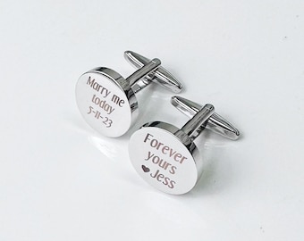 Round Cuff Links, Personalized Cuff Links, Wedding Gift for Husband, Custom Cufflinks for Him