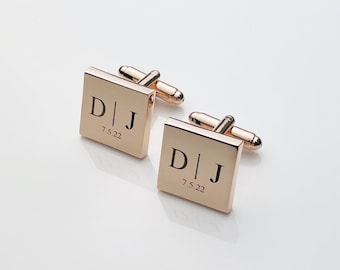 Cufflinks, Personalized Cuff Links, Customized CuffLinks, Wedding Gift for Husband, Custom Cufflinks for Him, Square Cufflinks