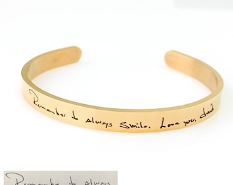Gold Handwriting Bracelet- Bracelet - Custom Jewelry - Cuff Bracelet - Personalized Cuff Bracelet - Engraved Jewelry -Gifts For Her