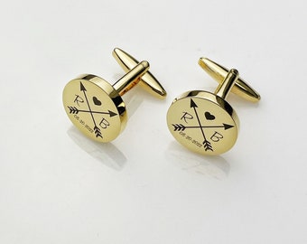 Cross Arrows Cufflinks | Personalized Cuff Links | Handwriting CuffLinks | Wedding Gift for Husband | Custom Cufflinks for Him