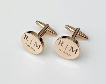 Personalized Cuff Links | Groomsmen CuffLinks | Wedding Gifts | Custom Cufflinks for Him | Round Cufflinks | Anniversary Gift