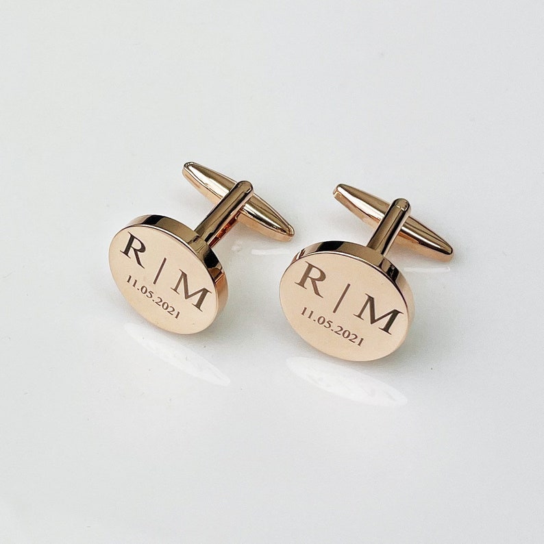 Personalized Cuff Links Groomsmen CuffLinks Wedding Gifts Custom Cufflinks for Him Round Cufflinks Anniversary Gift image 1