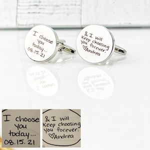 Personalized Cuff Links, Groomsman Gift, Handwriting CuffLinks, Wedding Gift for Husband, Custom Cufflinks for Him, Father Of The Bride
