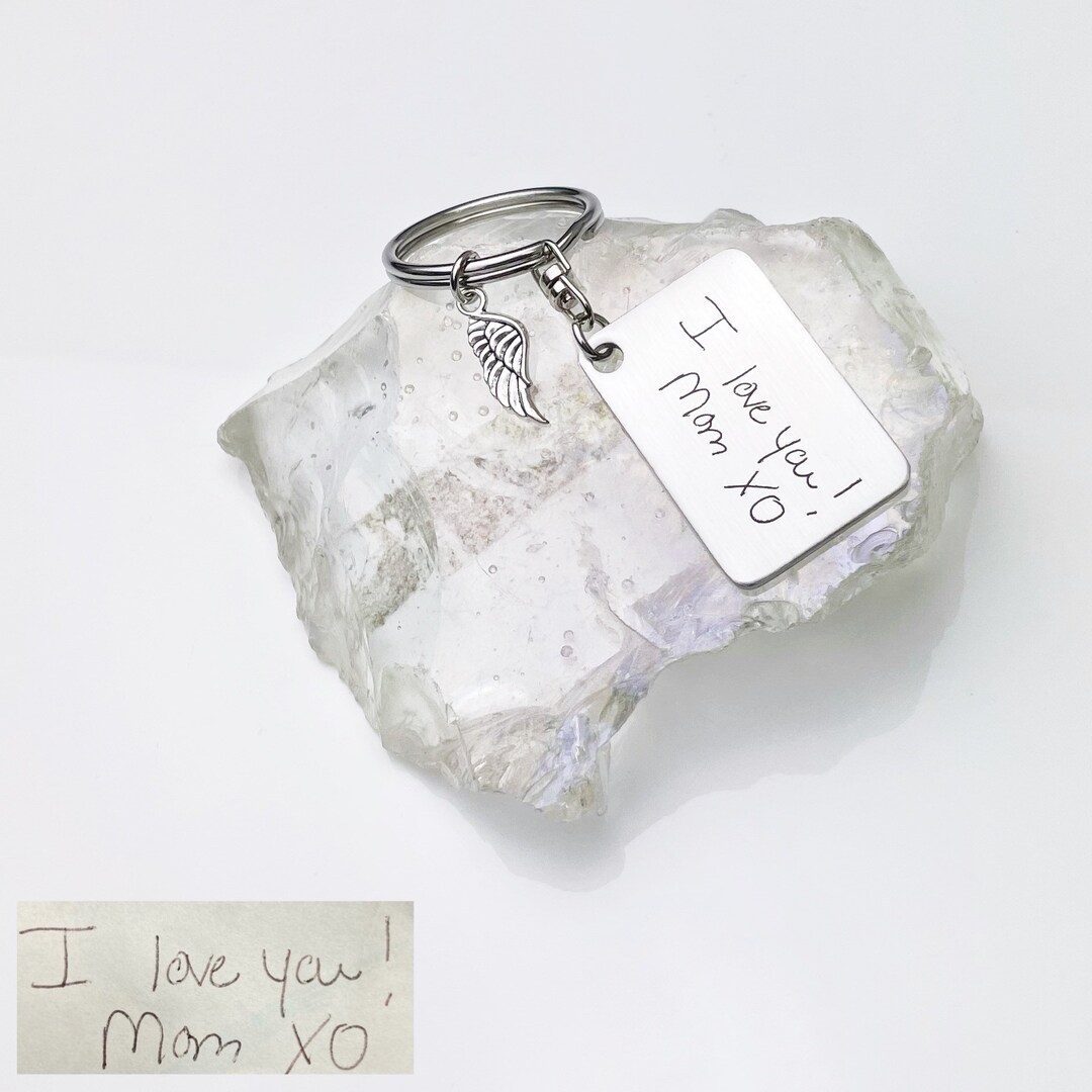 Annotation Keychain Personalized Handwriting Keychain: Stainless Steel Custom Keepsake - Etsy