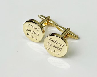 Gold Cuff Links | Father Of The Bride | CuffLinks | Wedding Gift for Husband | Custom Cufflinks for Him | I do | Gifts For Him